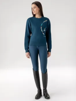 Preview: Equiline Legion Blue Damen Sweatshirt mit Rundhalsausschnitt